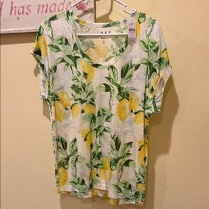 LOFT Lemon Print Women's Top - Green and Yellow